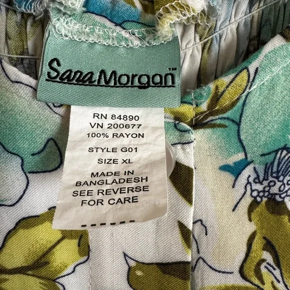 Sara Morgan Vintage Floral Print Maxi Dress – Button Down Front, Slit – Size XL - Picture 7 of 8